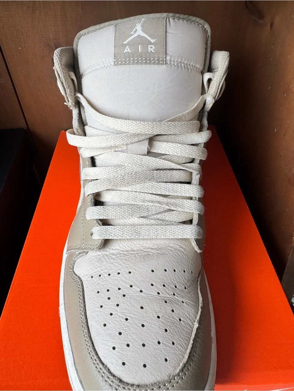 Jordan Men’s High-Top Sneakers in Taupe and Cream